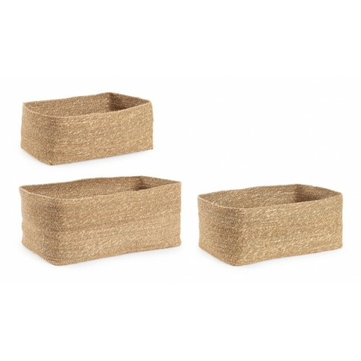 Set 3 cosuri depozitare iarba mare Felicia 33x20x12 cm, 35x22x15 cm, 40x25x17 cm
