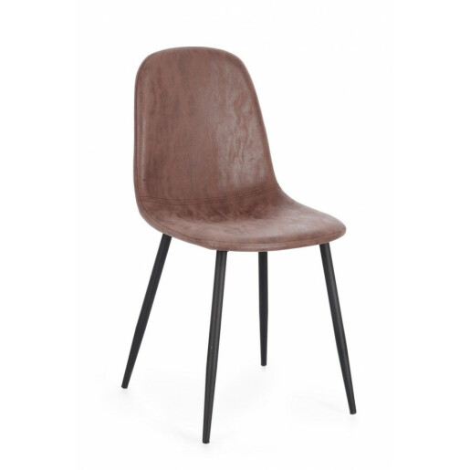Set 4 scaune negru cognac Irelia 52.5x42.5x90 cm