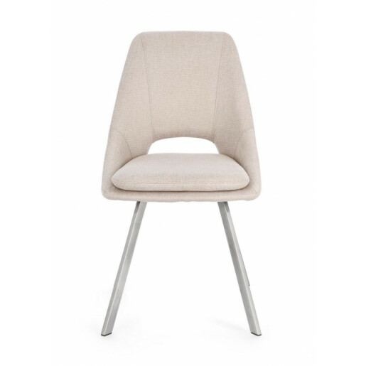 Set 2 scaune otel argintiu textil bej Kashar 45x49.5x85 cm