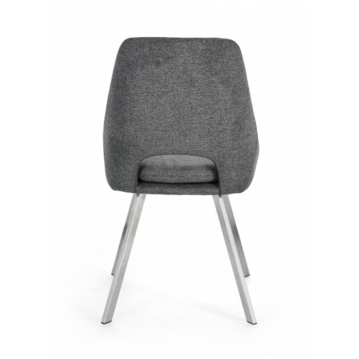 Set 2 scaune otel argintiu textil gri antracit Kashar 45x49.5x85 cm