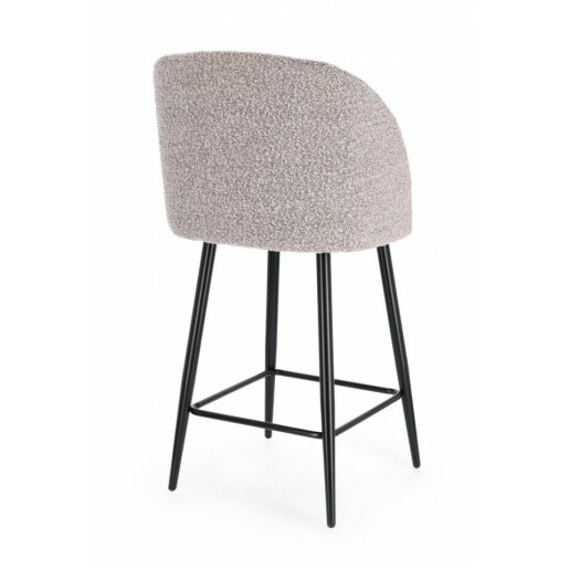 Set 2 scaune bar otel negru textil gri Queen 53x59x97 cm