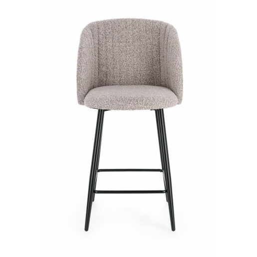 Set 2 scaune bar otel negru textil gri Queen 53x59x97 cm