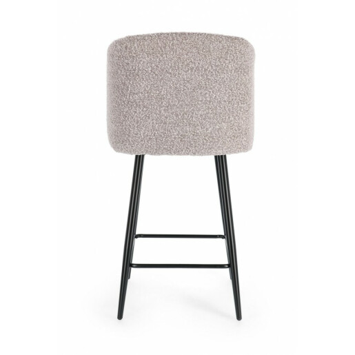 Set 2 scaune bar otel negru textil gri Queen 53x59x97 cm