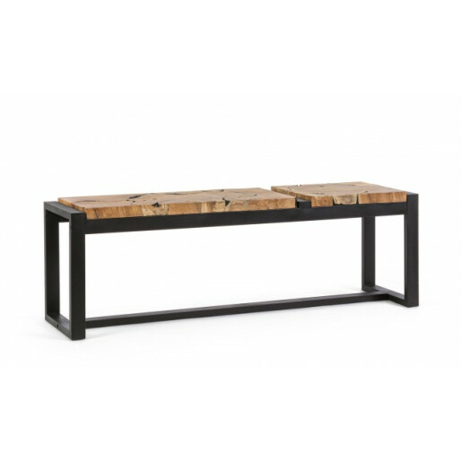 Banca otel negru lemn Elwood 135x35x47 cm