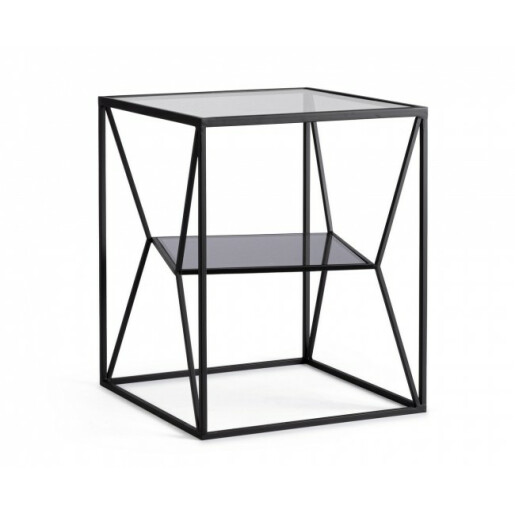 Masuta otel negru sticla Hydra 40x40x50 cm
