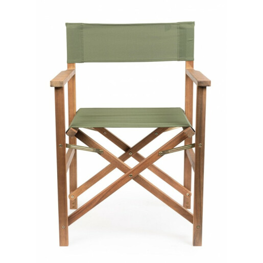 Set 6 scaune gradina lemn maro textil verde Noemi 52x59x83 cm