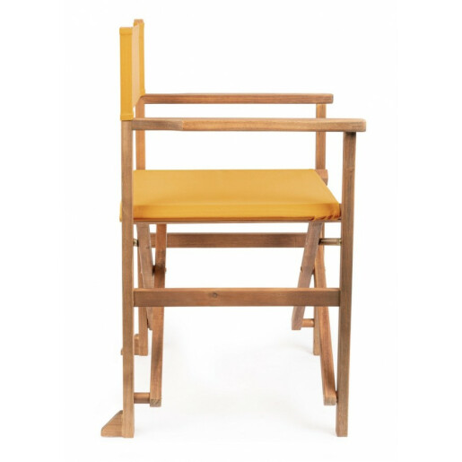 Set 6 scaune gradina lemn maro textil galben Noemi 52x59x83 cm