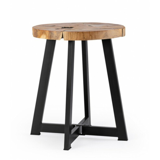 Masuta lemn natur otel negru Elwood 40x45 cm