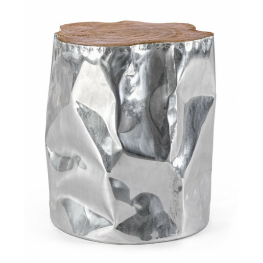 Masuta aluminiu argintiu lemn maro Hammer 35x35x45 cm