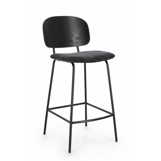 Set 2 scaune bar negru gri Sienna 43.5x52.5x93.5 cm