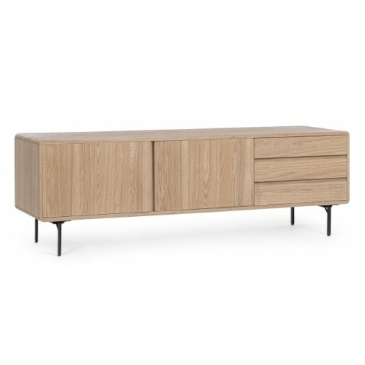 Comoda TV 2 usi 3 sertare mdf natur Widald 160x40x50 cm