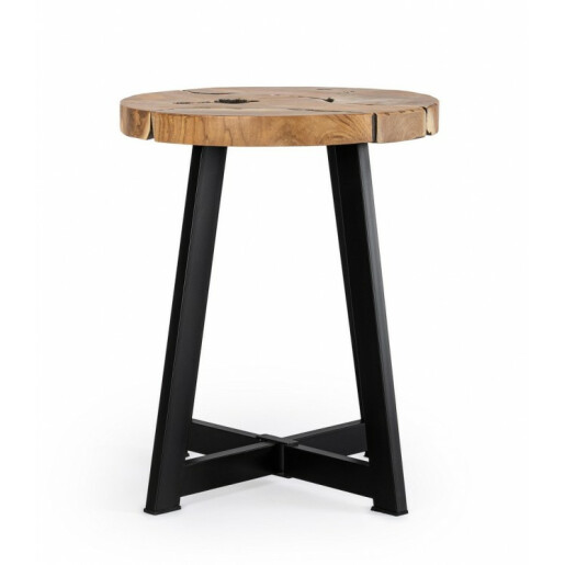 Masuta lemn natur otel negru Elwood 40x45 cm