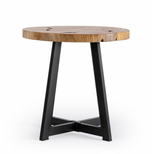 Masuta lemn natur otel negru Elwood 50x50 cm