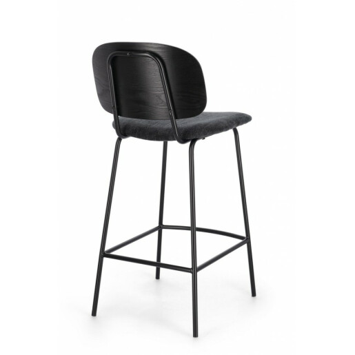 Set 2 scaune bar negru gri Sienna 43.5x52.5x93.5 cm