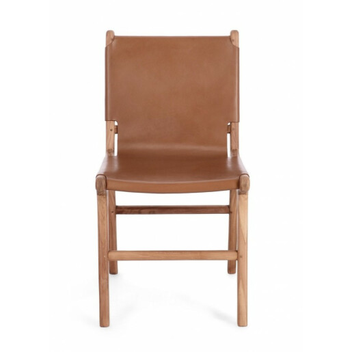 Set 2 scaune lemn maro piele naturala cognac Eugenie 46x59x85 cm