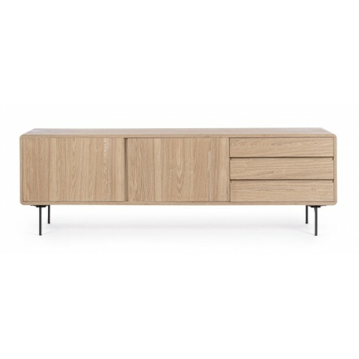 Comoda TV 2 usi 3 sertare mdf natur Widald 160x40x50 cm