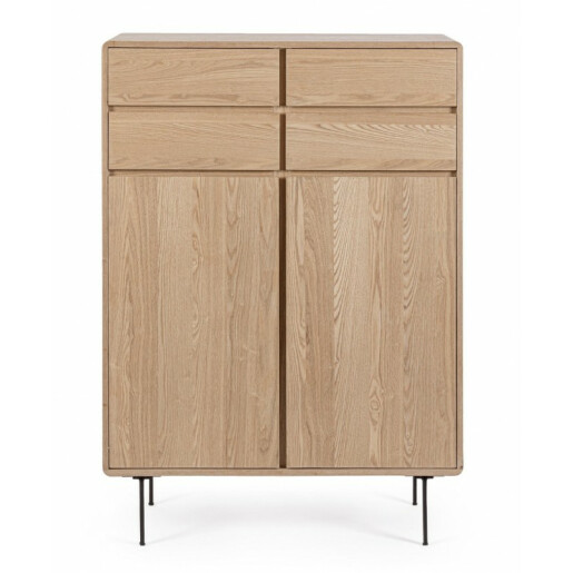 Comoda 2 usi 4 sertare mdf natur Widald 90x40x130.5 cm