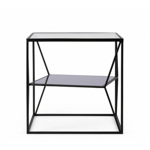Masuta otel negru sticla Hydra 45x45x45 cm