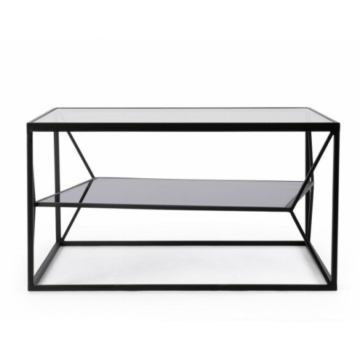 Masuta otel negru sticla Hydra 70x70x38 cm