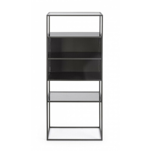 Raft otel negru sticla Hydra 55x30x132.5 cm