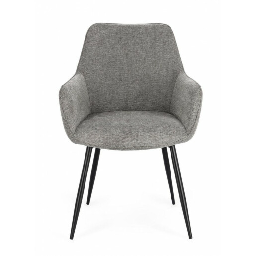 Set 2 scaune otel negru textil gri Cora 58x63x85.5 cm