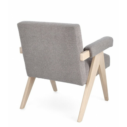 Fotoliu lemn natur textil taupe Faiza 57.5x80x83 cm