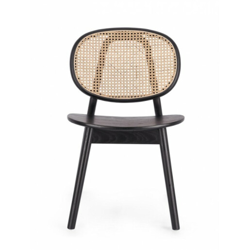 Scaun lemn negru rattan natur Adolis 49x42x81 cm