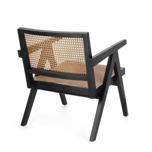 Fotoliu lemn negru rattan natur Galia 61x68.5x74 cm