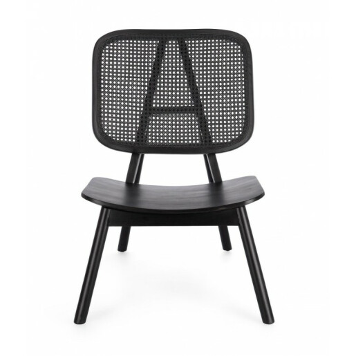 Fotoliu lemn rattan negru Yves 67x80x91.5 cm
