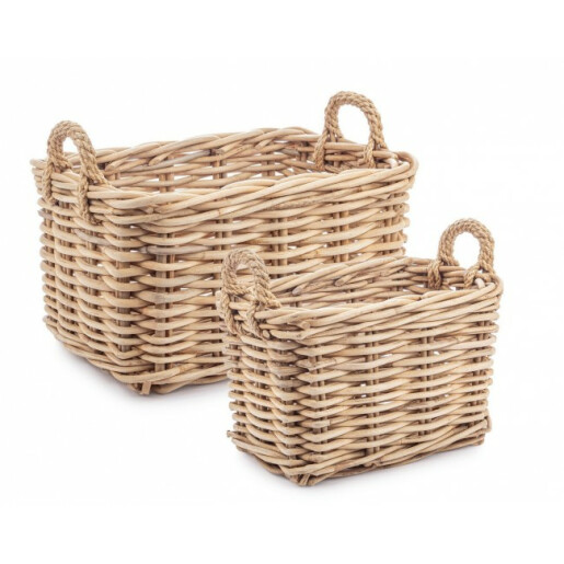 Set 2 cosuri ratan natur Malang 49x36x30 cm, 58x43x35 cm