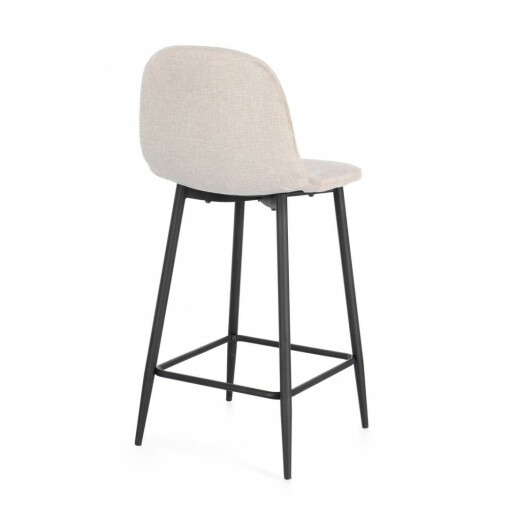 Set 2 scaune bar otel negru textil bej Irelia 46x39x92 cm