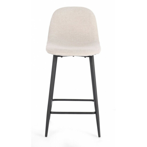 Set 2 scaune bar otel negru textil bej Irelia 46x39x92 cm