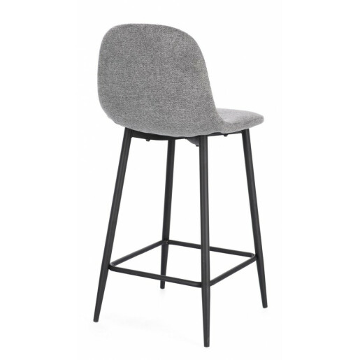 Set 2 scaune bar otel negru textil gri Irelia 46x39x92 cm