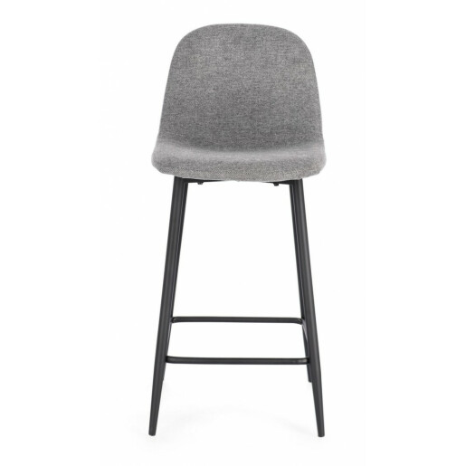 Set 2 scaune bar otel negru textil gri Irelia 46x39x92 cm
