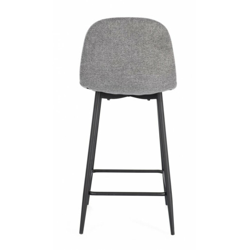 Set 2 scaune bar otel negru textil gri Irelia 46x39x92 cm