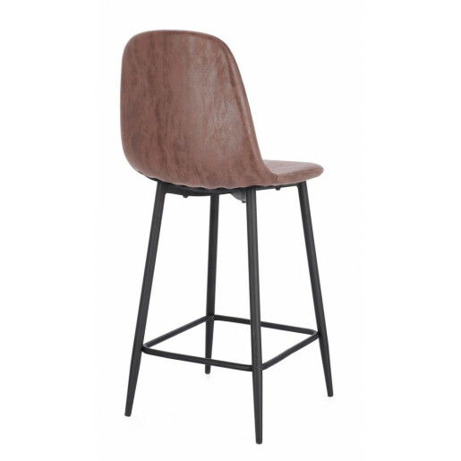 Set 2 scaune bar otel negru piele ecologica cognac Irelia 46x39x92 cm