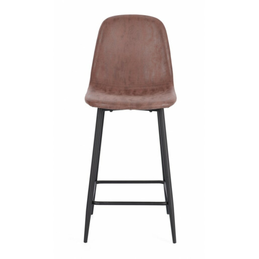 Set 2 scaune bar otel negru piele ecologica cognac Irelia 46x39x92 cm
