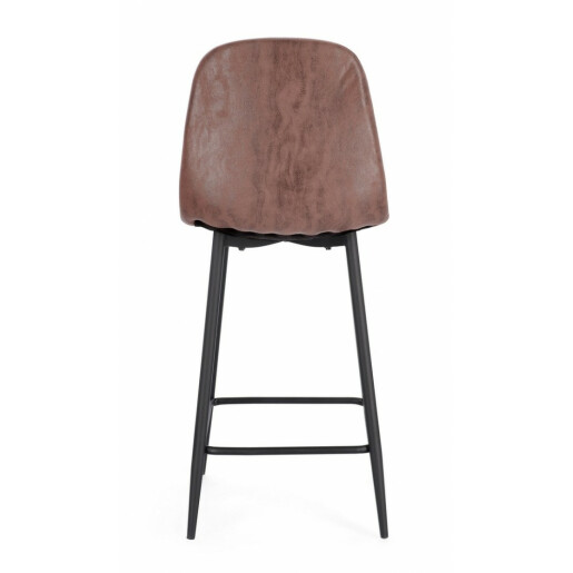 Set 2 scaune bar otel negru piele ecologica cognac Irelia 46x39x92 cm