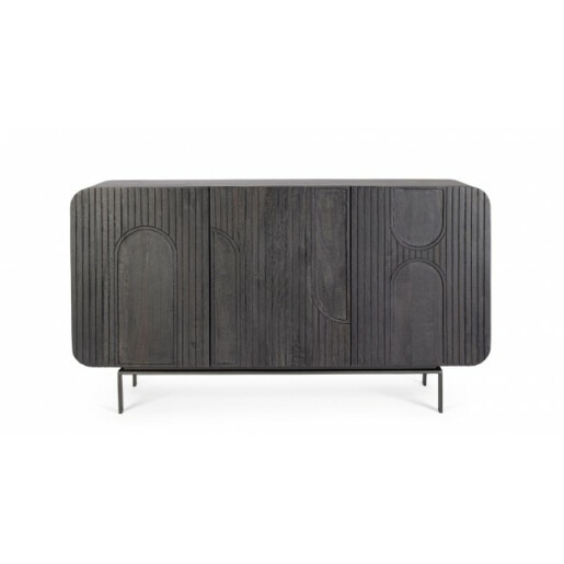 Comoda 3 usi lemn mango negru Orissa 145x42x82 cm