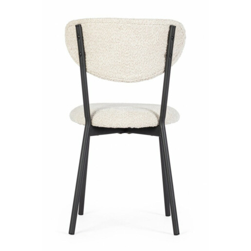 Set 2 scaune otel negru textil crem Ludmilla 47x50x77.5 cm