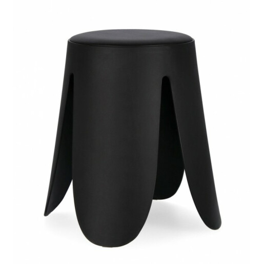 Taburet piele ecologica neagra Imogen 37x47 cm