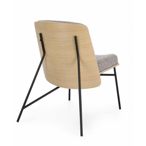 Fotoliu otel negru textil taupe Emerson 59x71x80 cm