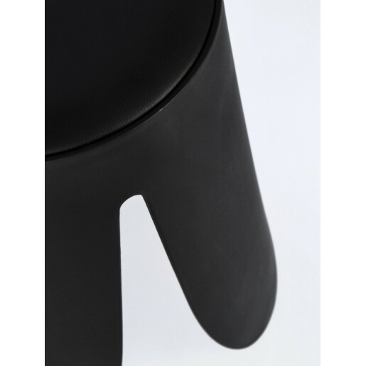Taburet piele ecologica neagra Imogen 37x47 cm