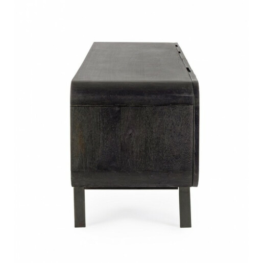 Comoda TV 3 usi 2 sertare lemn mango negru Orissa 172x44x55 cm