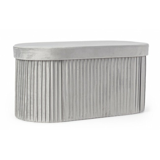 Banca catifea gri Jocelyn 76x38x38 cm