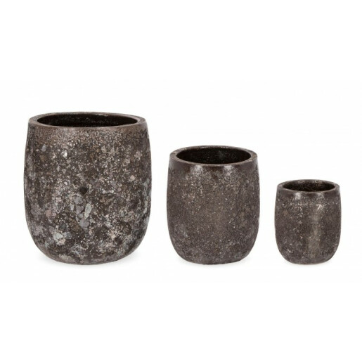 Set 3 ghivece flori teracota maro Duyen 36x41 cm, 26x30 cm, 20x23 cm