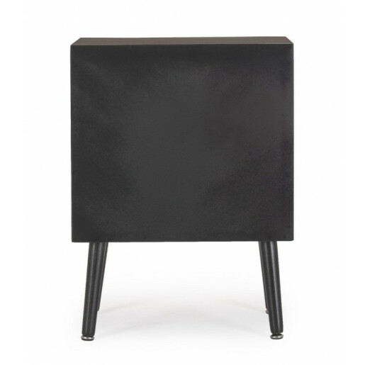 Comoda 2 sertare mdf negru ratan natur Josine 45x30x60 cm