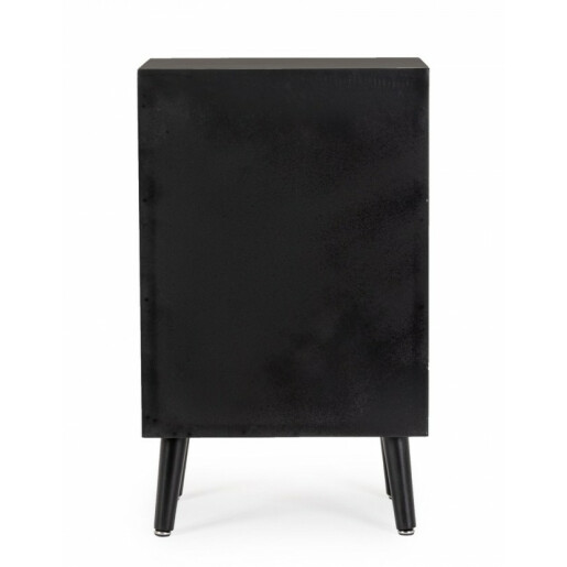 Comoda 3 sertare mdf negru ratan natur Josine 45x30x73 cm