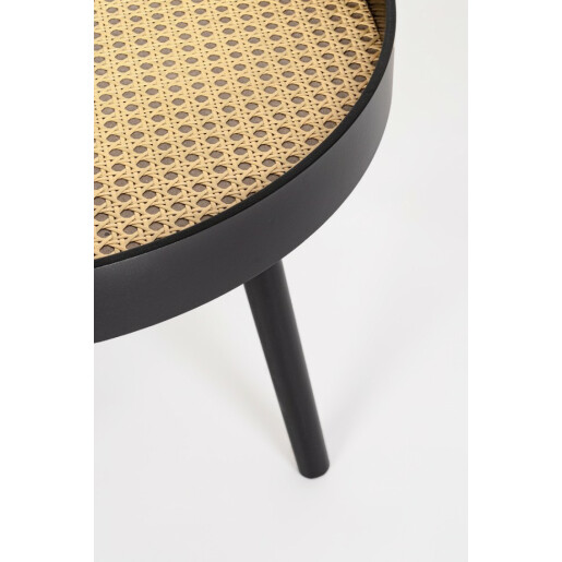 Masuta mdf negru ratan natur Josine 50x50x45 cm