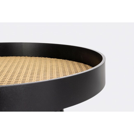 Masuta mdf negru ratan natur Josine 50x50x45 cm
